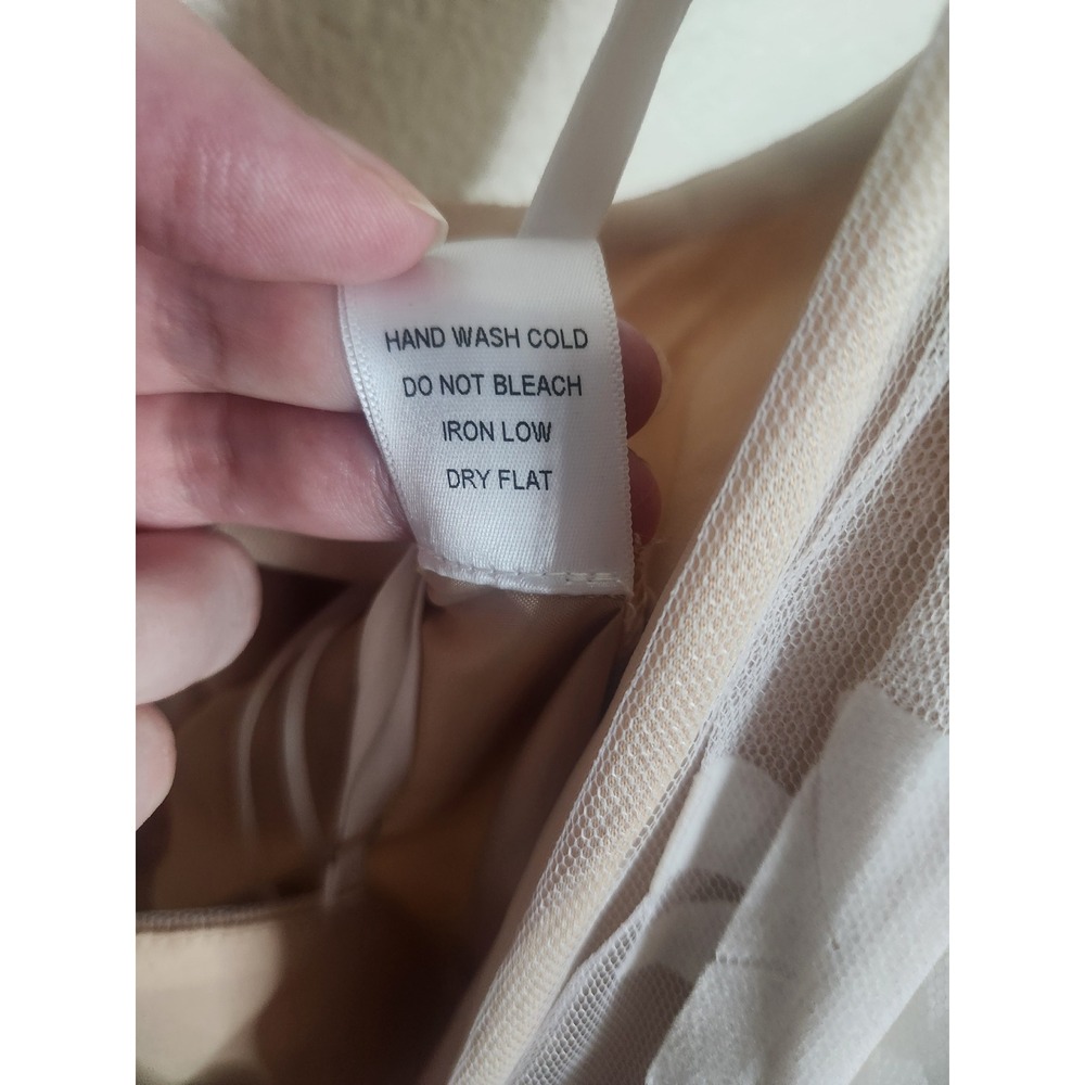 Luxxel White Flocked Velvet Tulle Fit and Flare Mini Dress Bridal Shower LWD L - Picture 9 of 9